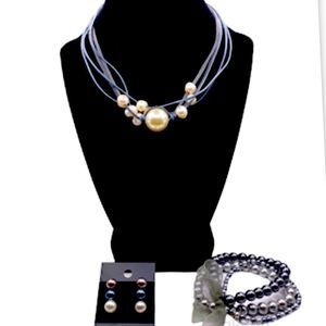 𝅺CHARMING Charlie Denim Blues Pearl Jewelry Collection Set